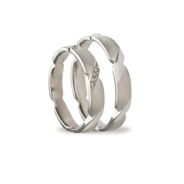 Βέρες Σετ Λευκόχρυσες Λουστράτες και Σαγρέ με Ζιργκόν MASCHIO FEMMINA TMF-19 - themelidisjewels